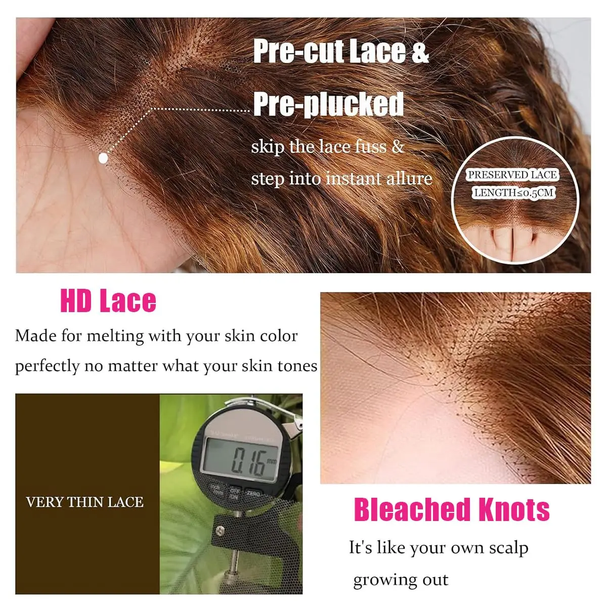 Ombre Bob Wig Human Hair 4/27 Highlight Wear and Go Glueless Wig Deep Wave Curly Honey Blonde Lace Front Bob Wigs 200% Density image 4