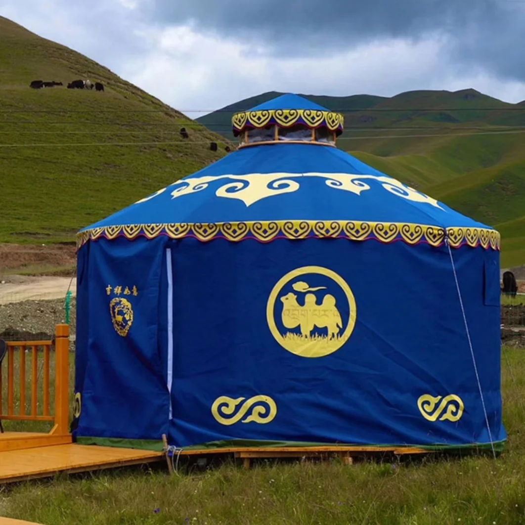 

12 Meters Diameter Traditional Custom Style Mongolian Yurt Tent Waterproof PVC and Canvas Four Season Yurt