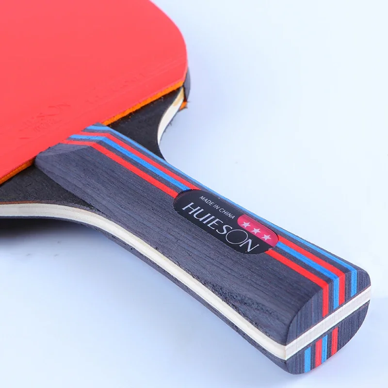 Huieson 3 Stars Table Tennis Rackets Set 5 Layer Pure Wood Double Pimples In Rubber Ping Pong Paddle with Carry Bag for Beginner