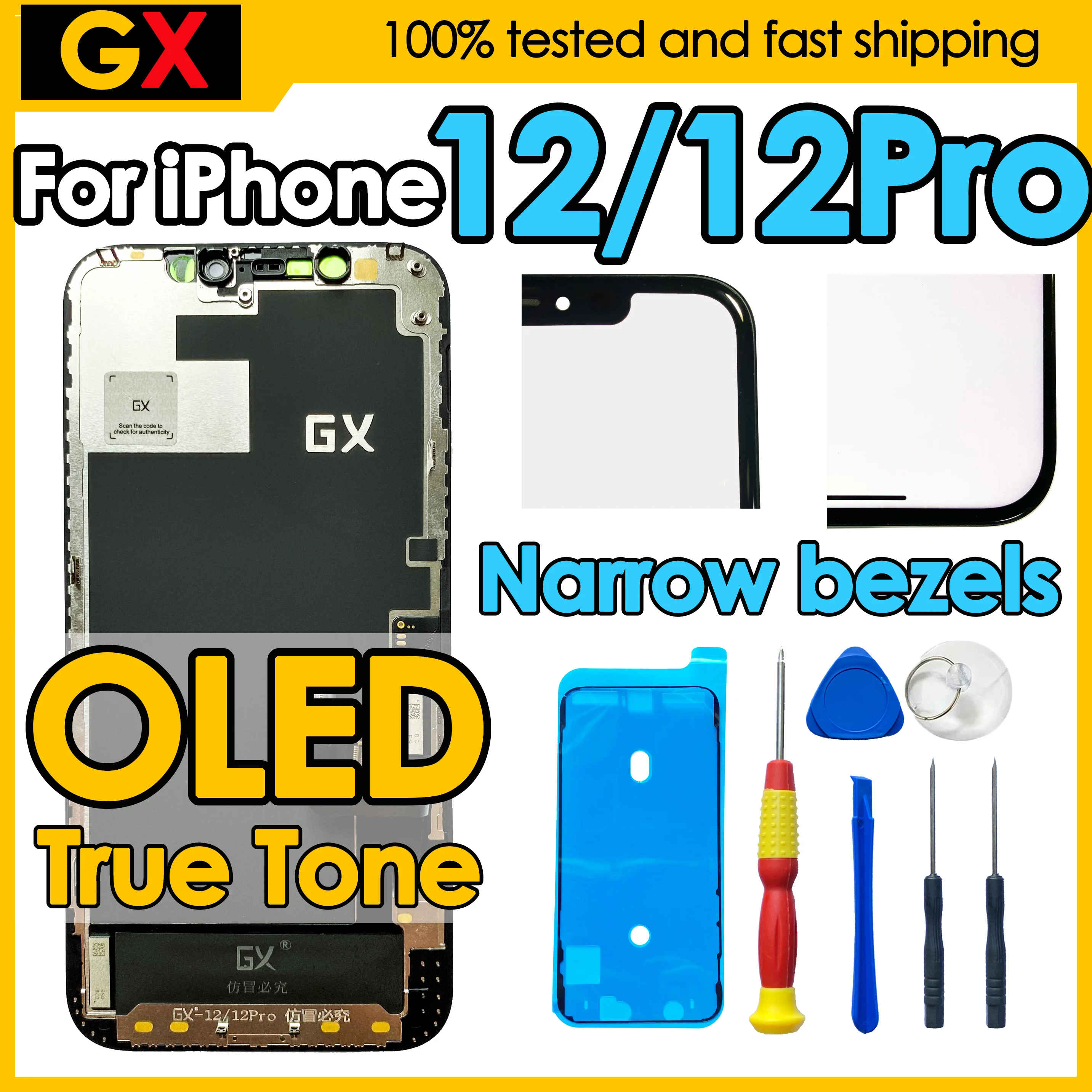 180 Tage Garantie GX OLED für iPhone 12 12 Pro Bildschirm Ersatz Telefon Mobile Display Touch Digitizer Montage Reparatur Kit LCD