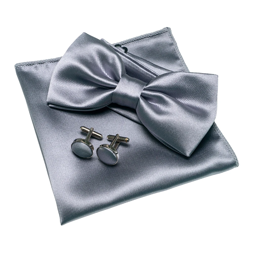 EASTEPIC Herren-Fliege-Sets, einschließlich exquisiter Manschettenknöpfen und weichen Taschentüchern, glänzendes Accessoire aus Satin für Männer bei Hochzeiten – Detail 5
