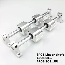 10PCS/SET Linear Optical Axis Rail Shaft OD8/10/12/16mm+SCS8/10/12/16UU Linear Bearing Blocks+SK8/10/12/16 Bearing Support