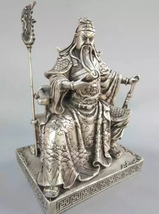 

Chinese exquisite white copper guan gong decoration crafts statue