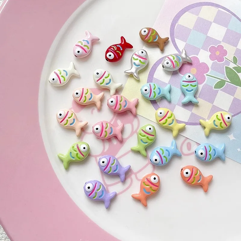 Cartoon color fish shape 50pcs/lot resin beads diy jewelry garment/earring/bag/key accessory