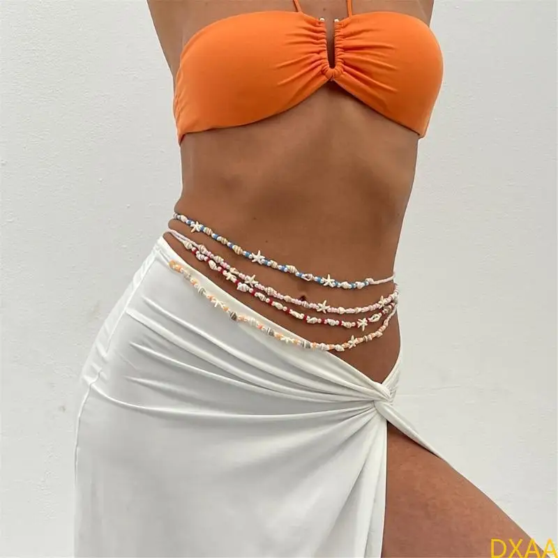 Elegant Shell Charm Waist Jewelry Stylish Body Chain Waist Belt Body Jewellery for Summer Outfits and Beach Event
