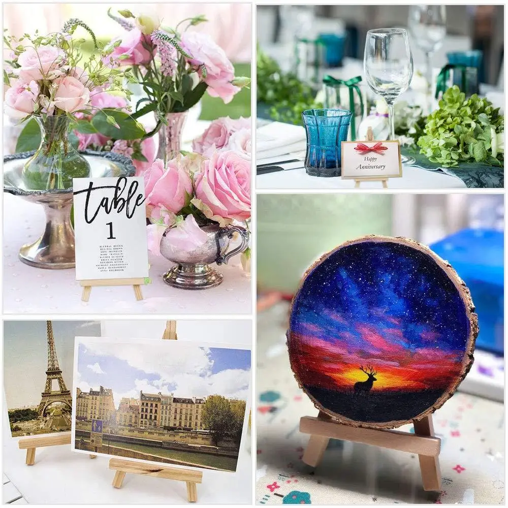 Mini Tripod Painting Easel Pine Wood Table Stand Compact Canvas Holder for Kids Art and Small Photos