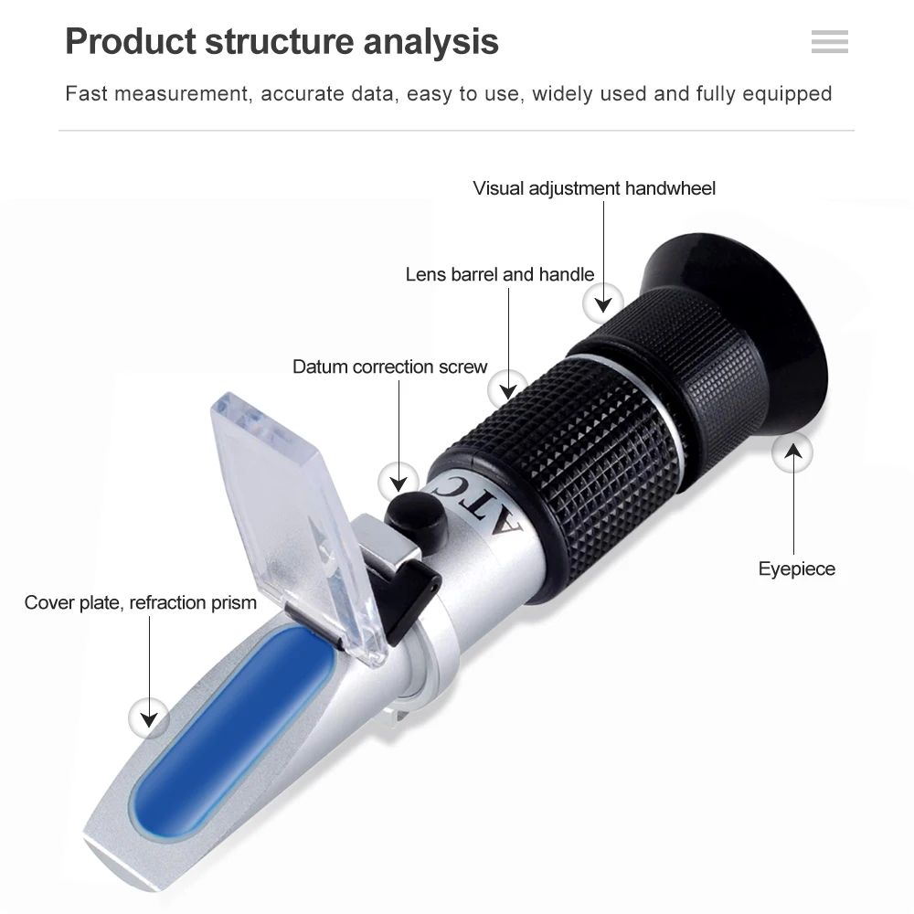 3 in 1 Honey Refractometer Brix 58~90% Hand Held ATC for Honey Moisture Brix and Baume Tester for Honey Moisture Brix and Baume