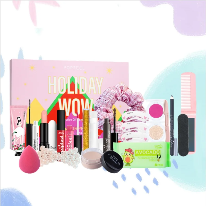 Holiday style cosmetics set, makeup tool gift box