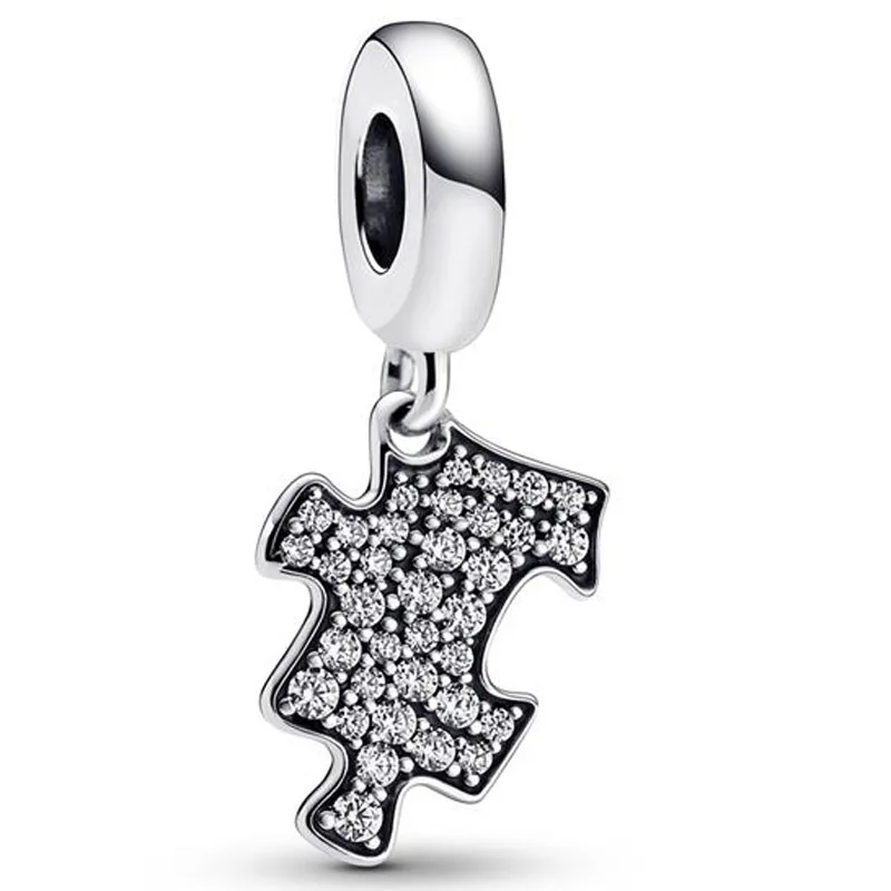 

Original Moments Sparkle Puzzle With Crystal Dangle Beads Charm Fit Pan 925 Sterling Silver Bracelet Bangle Diy Jewelry