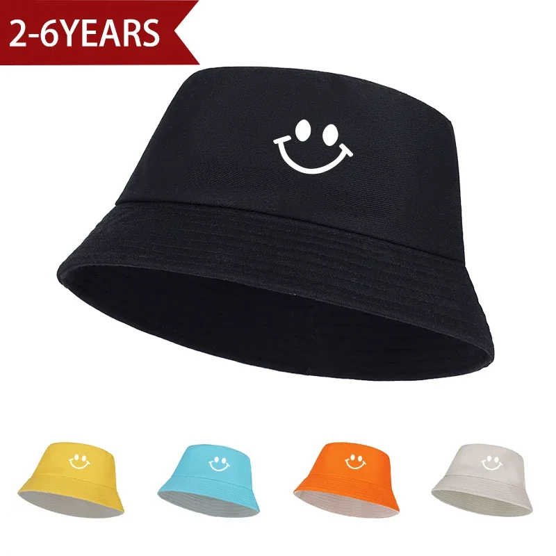 Smiley Face Fisherman's Hat for 2–6-Year-Olds: Cute, Foldable, UV-Protective Casual Beach Hat for Boys and Girls