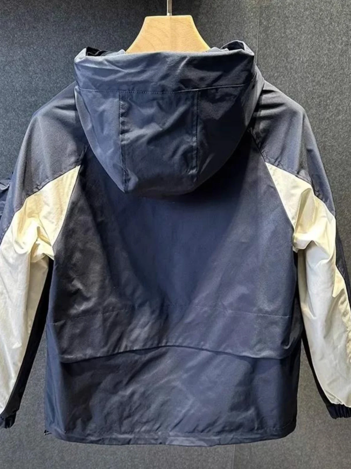 

American Retro Color Blo Hooded Jaet Men's Loose Workwear Versatile Long Sve Spring Autumn Sle Windproof Zipper Closure