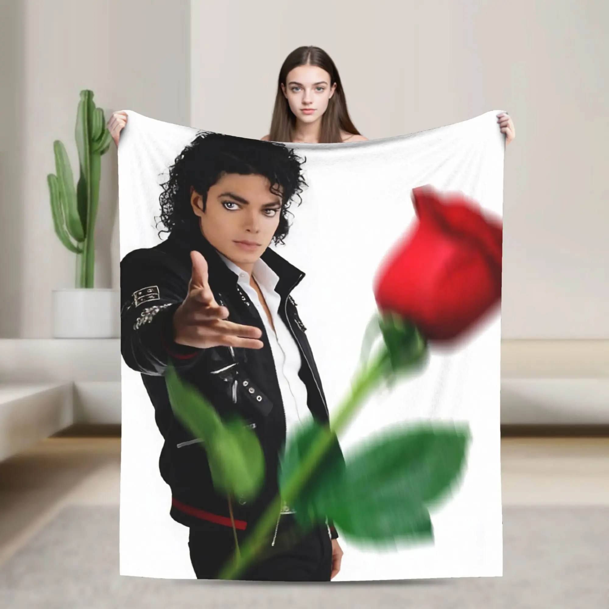 Rose MJ Michaels Jacksons Blankets Fleece Decoration Pop King Breathable Super Warm Throw Blanket for Home Office Rug Piece