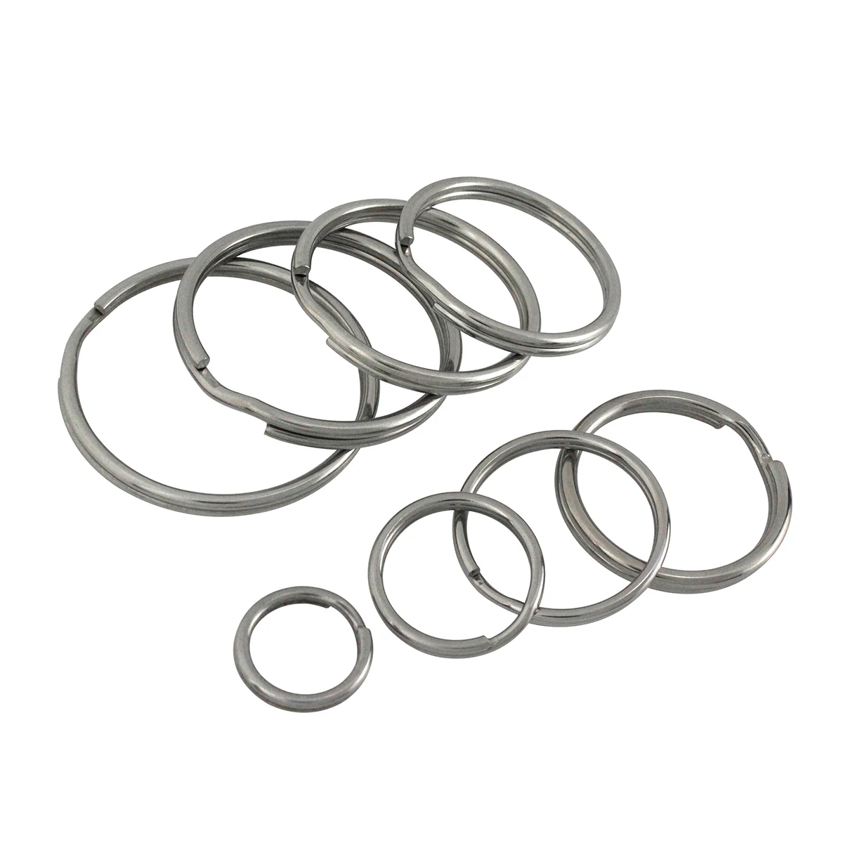 5pcs Metal Split Rings Round wire Double Loop Keyring 10-38mm Keychain Keys Holder DIY Leather Craft hardware Stainless Steel