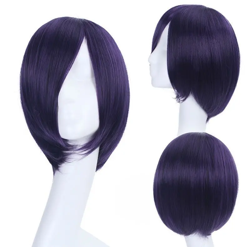 Peruca Tokyo Ghoul Touka Kirishima Cos |   Cabelo preto roxo curto amigável para iniciantes