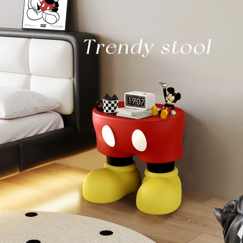 Cartoon Disney Mickey Mouse Chair Creative Mickey Pants Bedside Table Resin Shoes Changing Stool Nordic Mini Table Home Decor