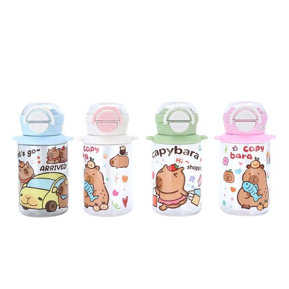 

500ml Capybara Water Bottles Cute Cartoon Transparent Plastic Cup with Lid Straw Large Capacity Capybara Drinking Bottle