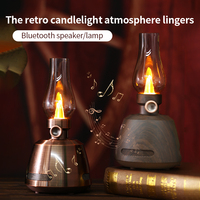 Portable Bluetooth Speaker Vintage Candle Light Sound Box Retro Music Soundbox with Brightness Adjustment Rechargeable Home Deco