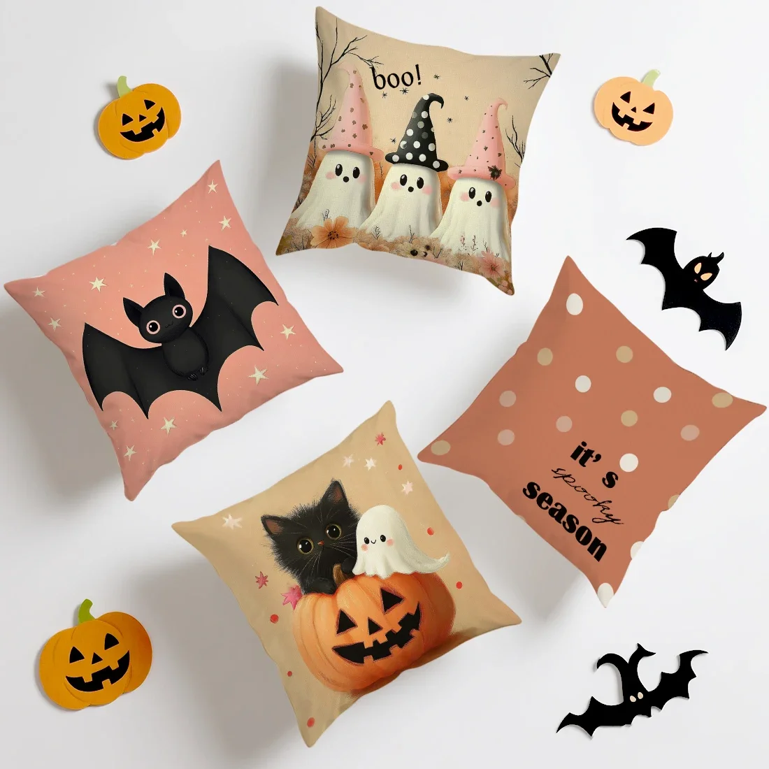 

Cute Halloween Cushion Pillowcase Printed Polyester 45x45cm Throw Pillowcover Decorative Sofa Cushion Pillowslip Home Decor