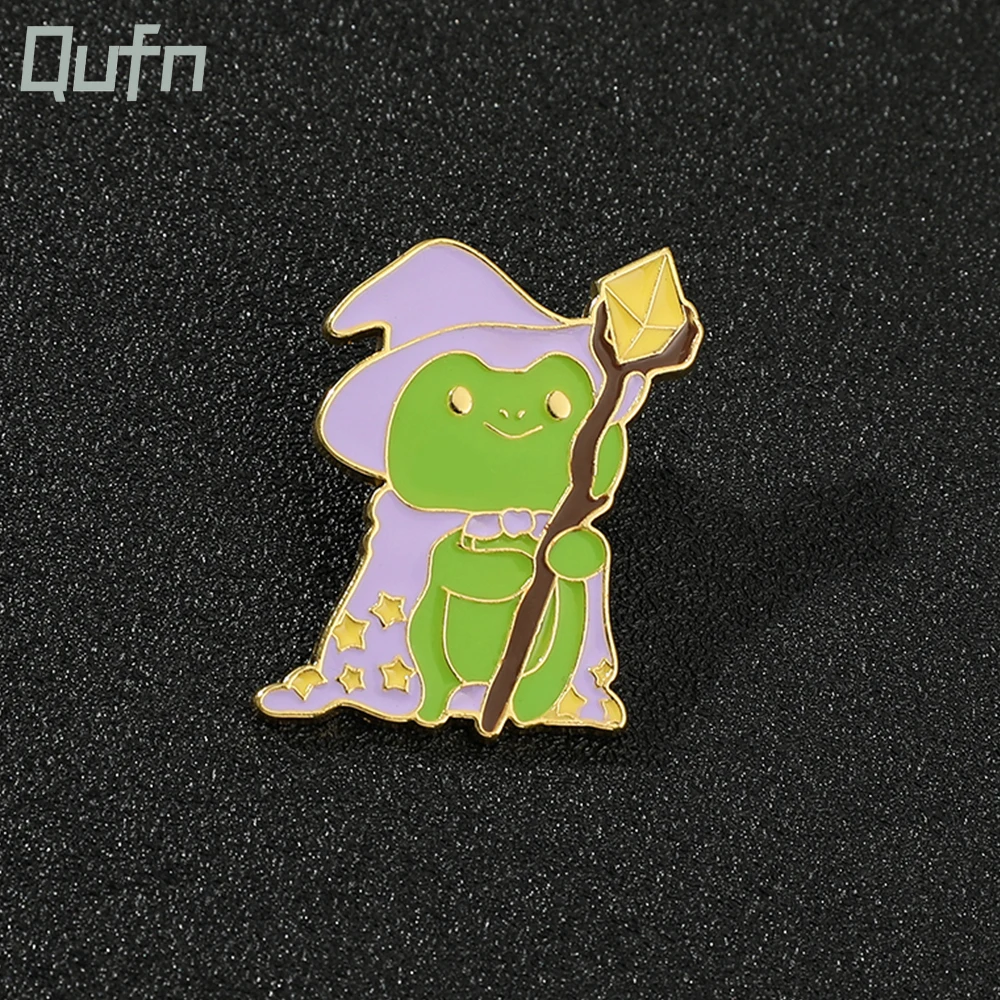 Magic Wizard Frog With Hat Enamel Pins Froggy Witch Hat Brooche Bag Clothes Lapel Pin Badge Cartoon Jewelry Gift For Kid Friends