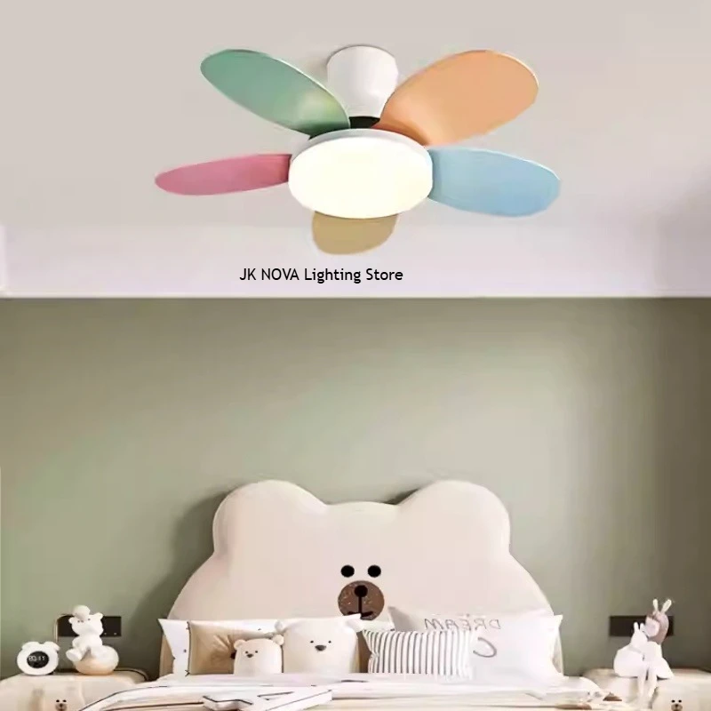 2025 New Color Dopamine Children's Room Ceiling Fan Light Modern Simple Home Multi Functional LED Decorative Light Fixture