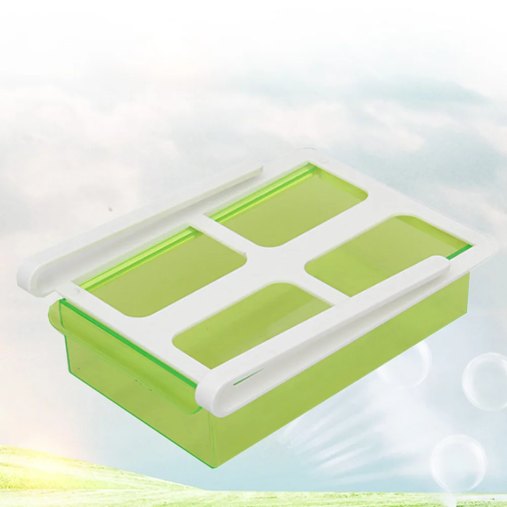 Estante de almacenamiento para frigorífico, cajón deslizante para alimentos, soporte para Crisper, suministros de cocina, color verde, 1 unidad