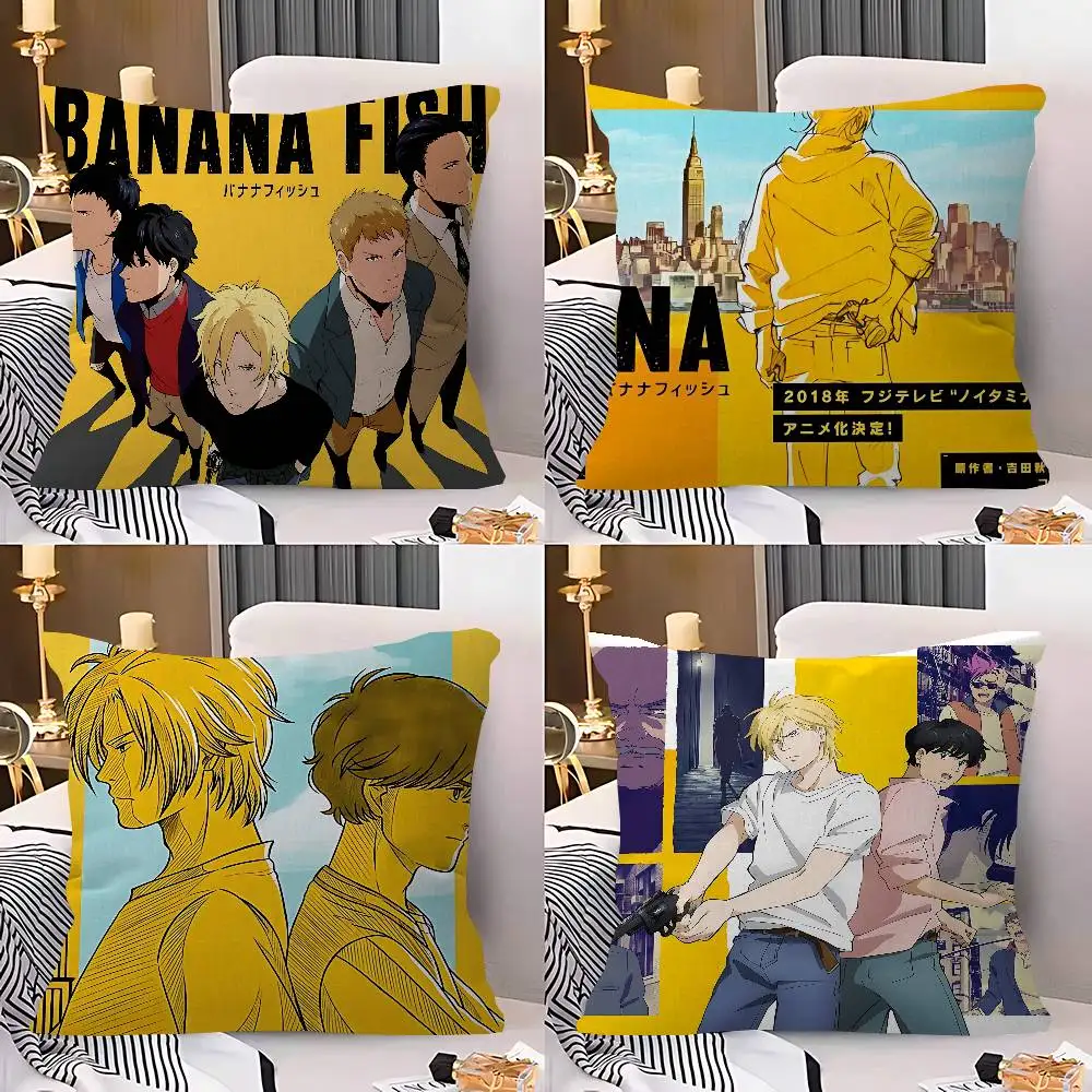 B-Banana F-Fish Pillow Anime Pillow Sofa Bed Head Pillow Cover Cushion Cover 45x45 Cm Fashion