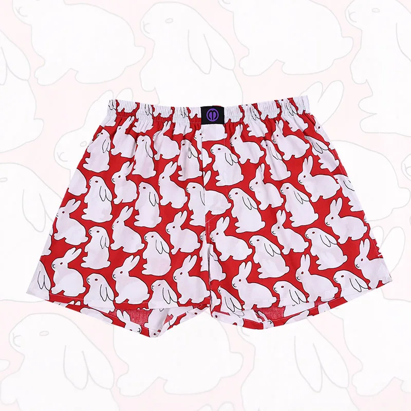 Cute Cartoon Animal Pattern Pure Cotton Shorts Underwear Pattern For Men Women Comfortable Nighttime Sleeping Breathable Panties