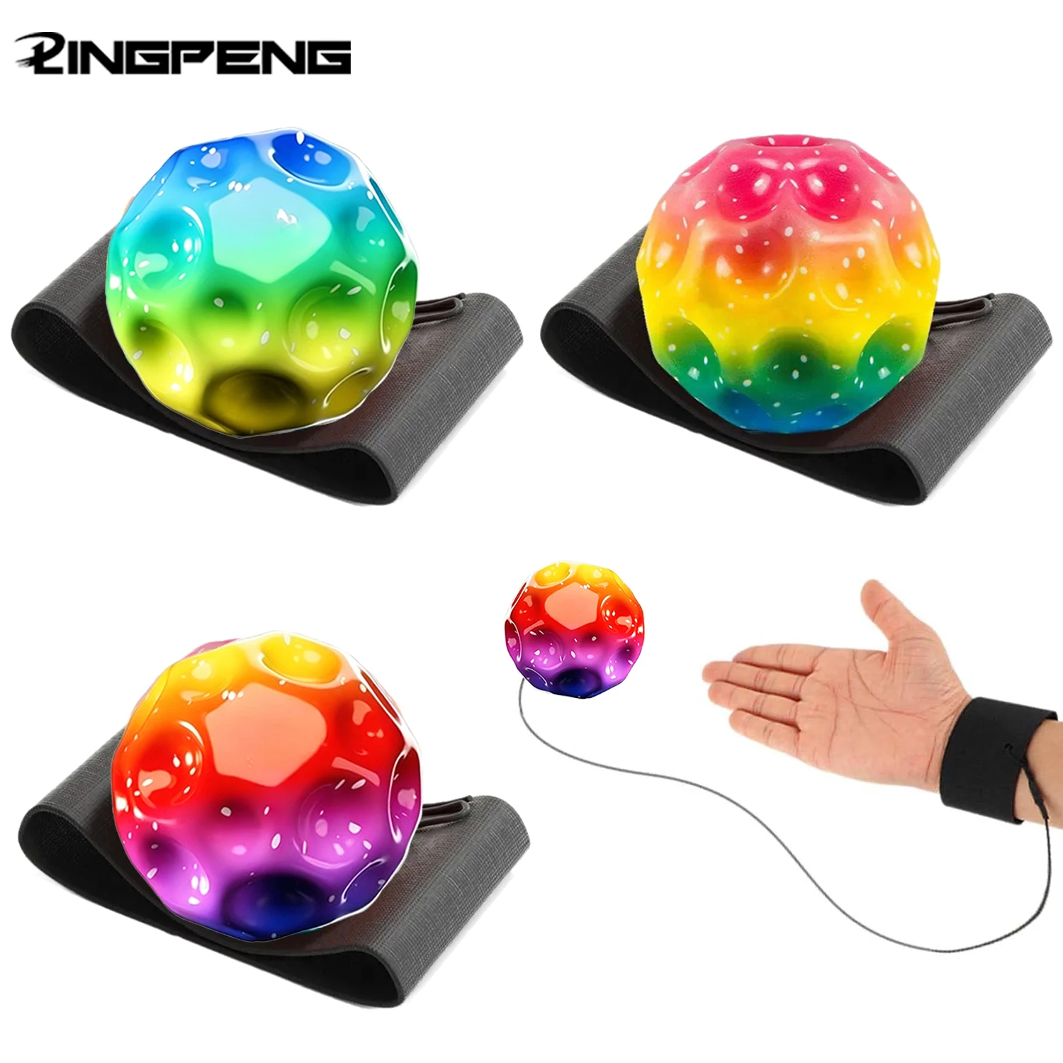 Pelota de rebote para muñeca, pulsera con pelotas para ejercicio