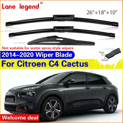 3 uds para Citroen C4 Cactus 2014-2020 26 ""+ 18"" + 10 ""puestos de limpiaparabrisas delanteros y traseros accesorios para cortar ventanas