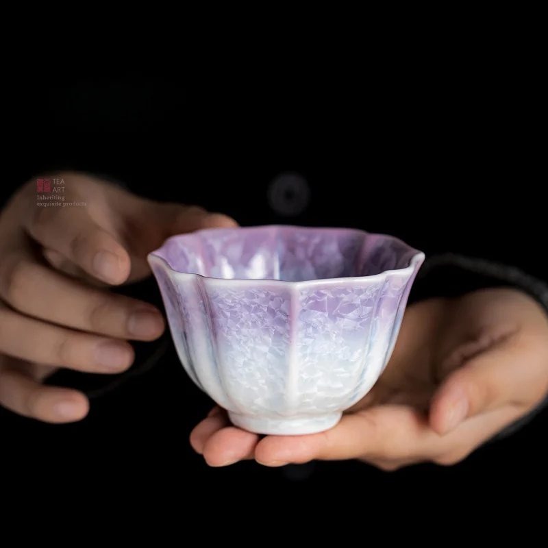 Kiln Change Crystal Glaze Master Cup Ceramic Tea Cup Home Office Kung Fu Tea Set Single Tasting Cup Gift Box