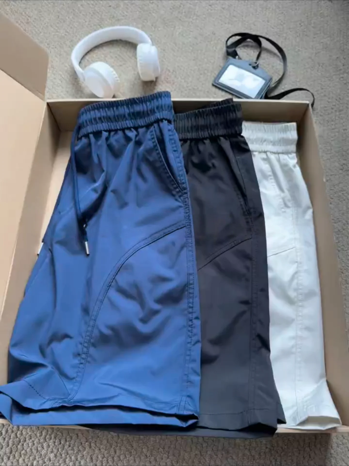 

Qui Dry Ice Silk Men's orts American Sle Side Cut Five Inch Running Sports Outdoor Thin Ice Skin Cool Feeling Casual Pants