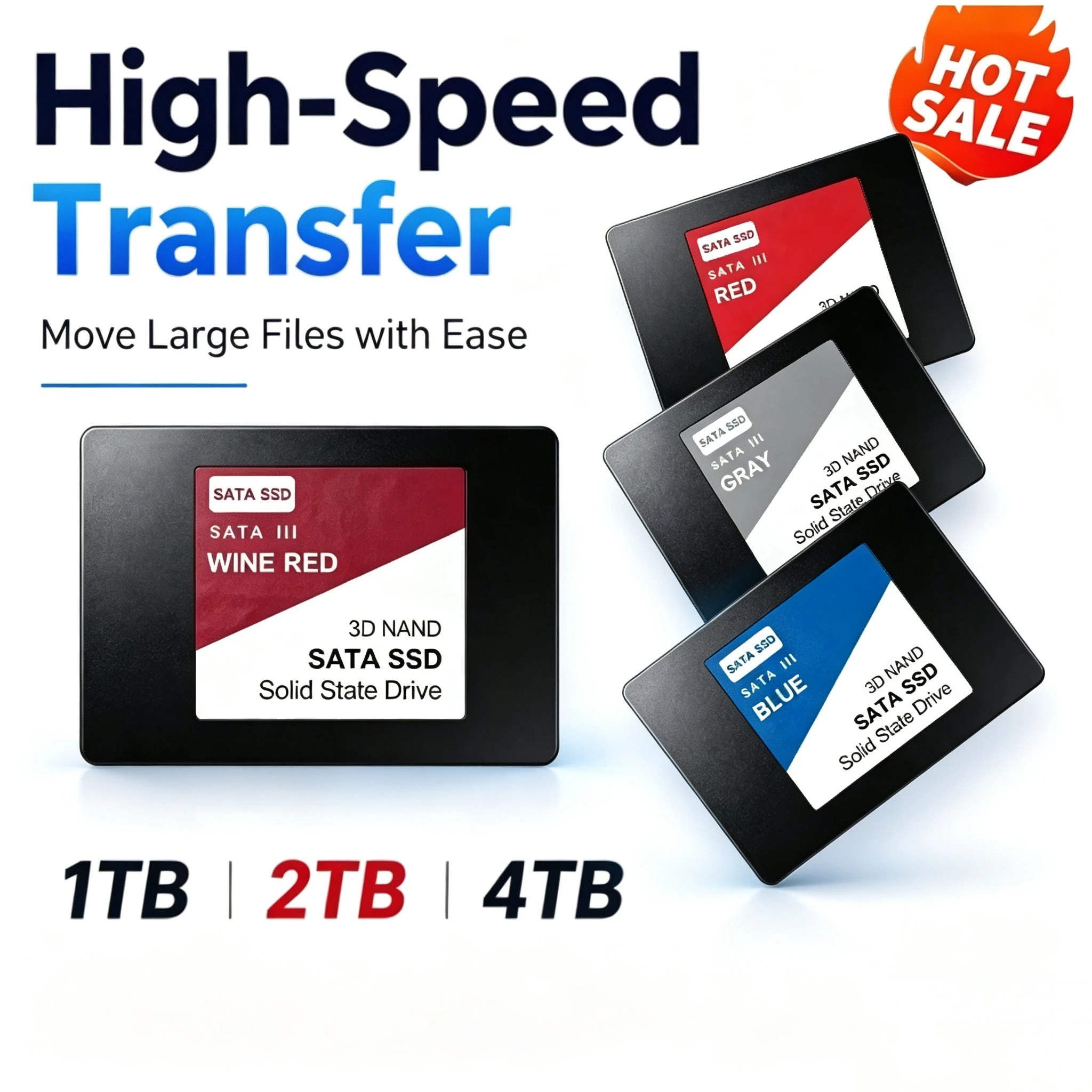 SATA III Hard Drive SSD Large Storage Capacity Hard Drive Disk 4TB 2TB 1TB Internal Solid State Drive for Laptop Capacity Secure