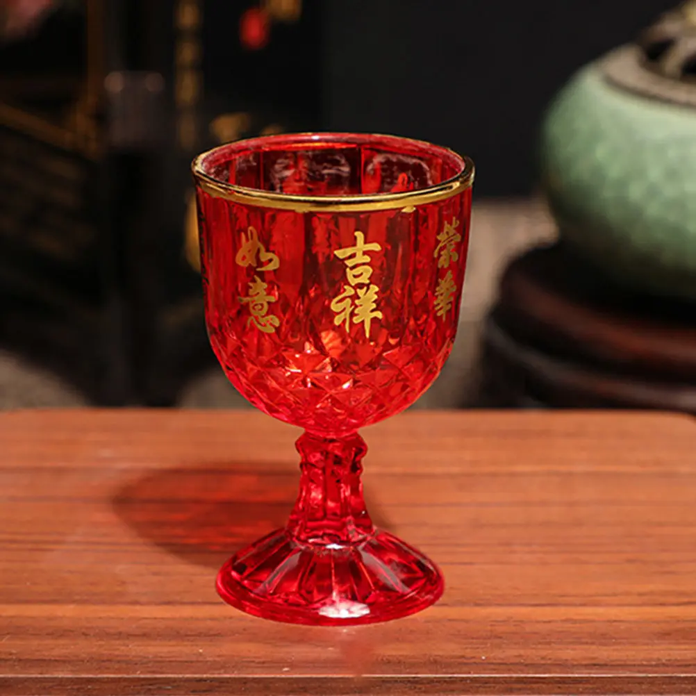 12 Copas de Vino de Plástico Rojas Festivas, Copas de Boda con Temática China, Diseño Retro, Bordes Lisos para Licor, Sake, Whisky, Fiestas