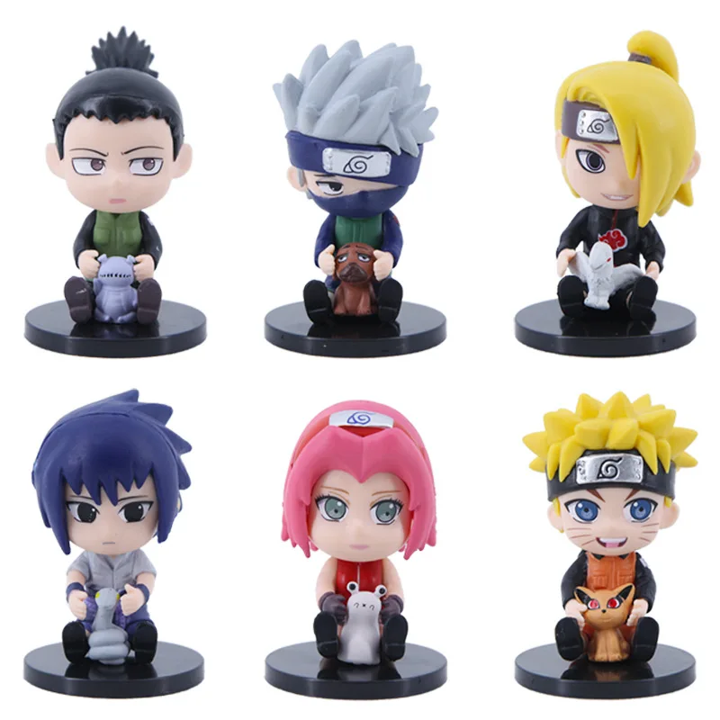 2 styles 6pcs Naruto Figure Sasuke Kakashi Gaara Madara Akatsuki Action Figura