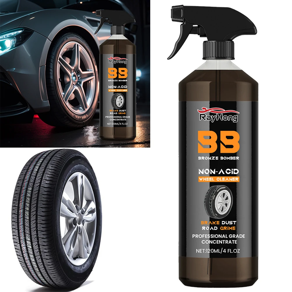 Car Detailing Brake Dust Remover Automobile Wheel Cleaner 120ml Car Wash Wheel Cleaning Spray for Cleaning Wheels and Tires