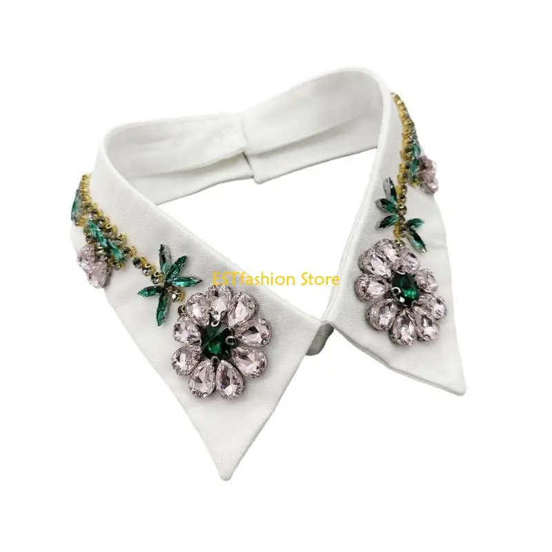 

Y5GC элегантный декоративный накладной воротник со стразами, женское платье-свитер, одежда, шитье, острый воротник, шаль «сделай