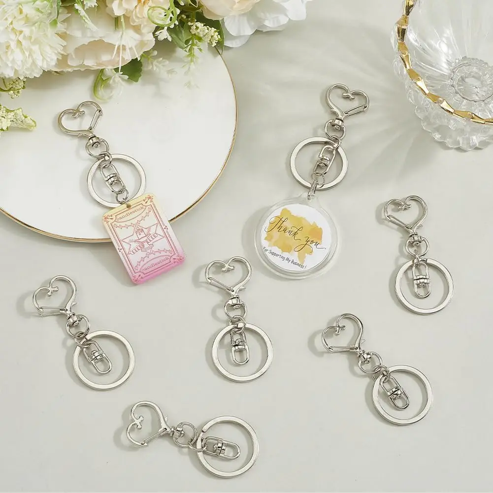 5/15/30Pcs Heart Shaped Swivel Snap Hooks Metal Lobster Clasp Keychain Flat Key Ring for Lanyard Charms Jewelry DIY Crafts Gift image 4
