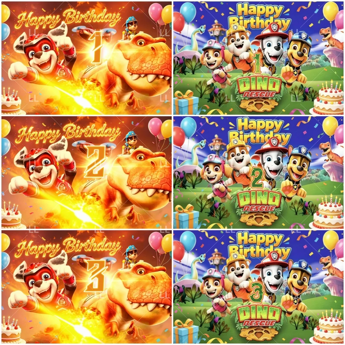 

Paw Patrol Dino Rescue Animation Backdrop 2 3 5 10th Birthday Party Supplies Dinosaur Island Puppy Photography Background Props