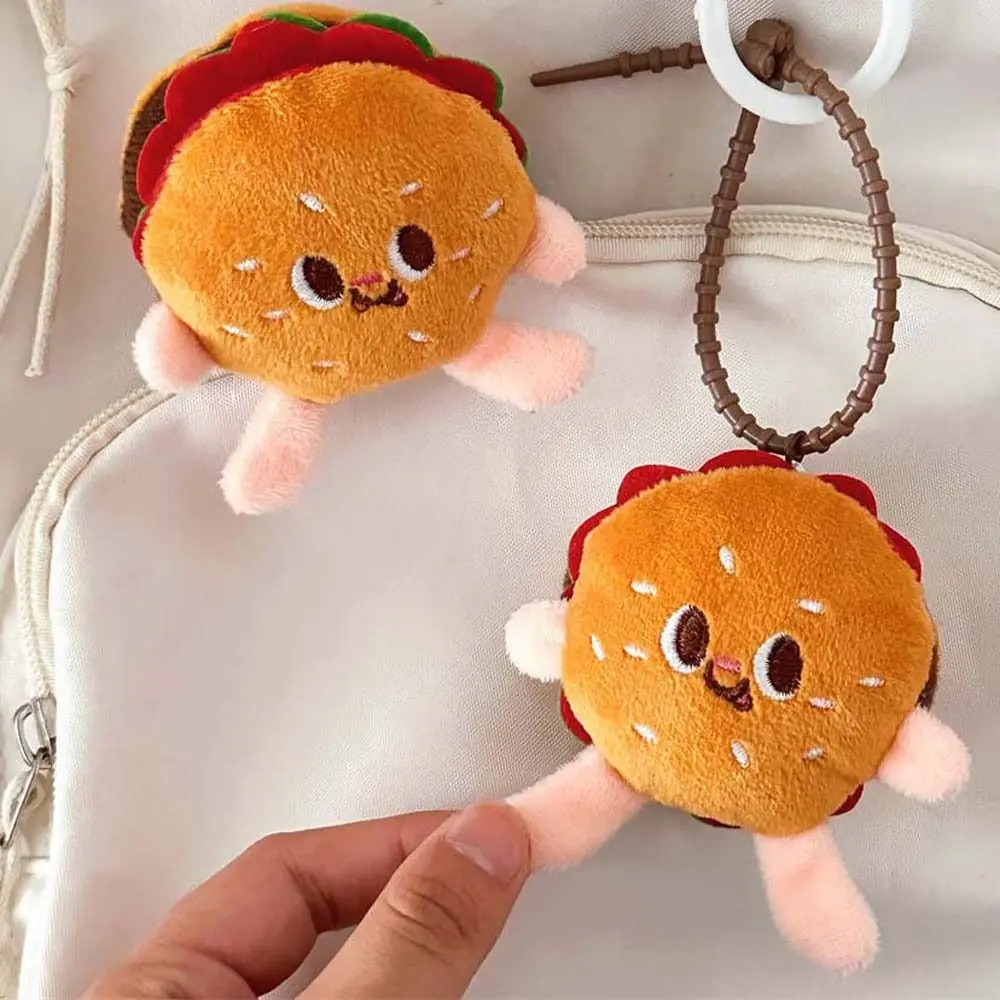 Cartoon Fast Food Plush Hamburger Pendant Soft Stuffed Plush Toy Plush Hamburger Brooch Bag Ornament Decoration