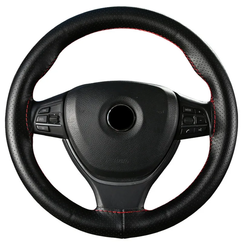 Genuine Leather Steering Wheel Cover DIY Hand Stitching Car Accessories Anti-Slip Universal 36-40cm With Needle And Thread