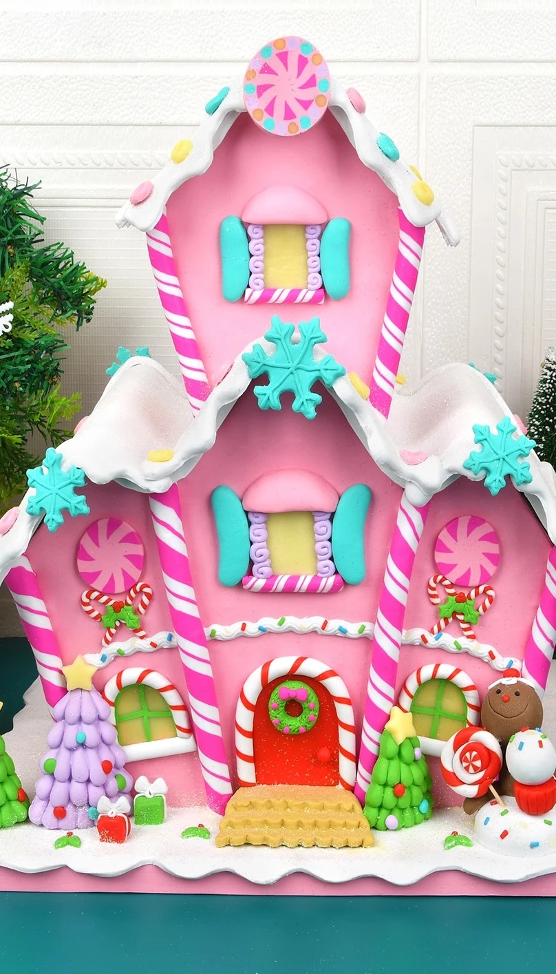 

Christmas decorations, pink candy house ornaments