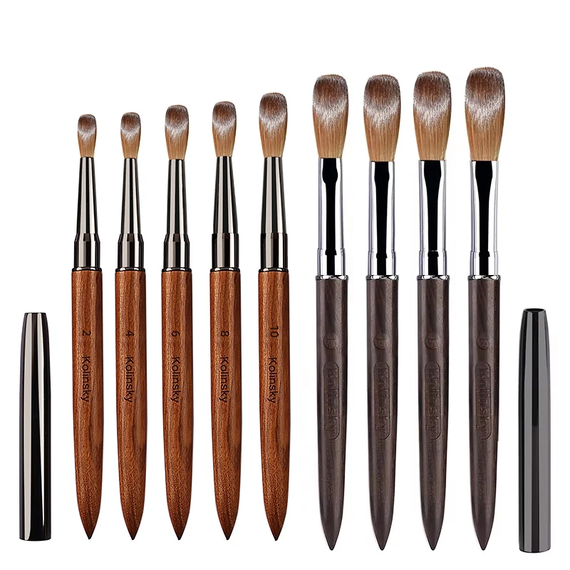 100% Pure Kolinsky Acrylic Nail Brush Sandalwood Handle Professional Nail Brush for Acrylic Application Nail Supplies