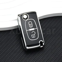 TPU Flip Remote Car Key Case Cover For Peugeot 207 307 308 407 607 807 For Citroen C2 C3 C4 C5 C6 Xsara Berlingo Protector Fob