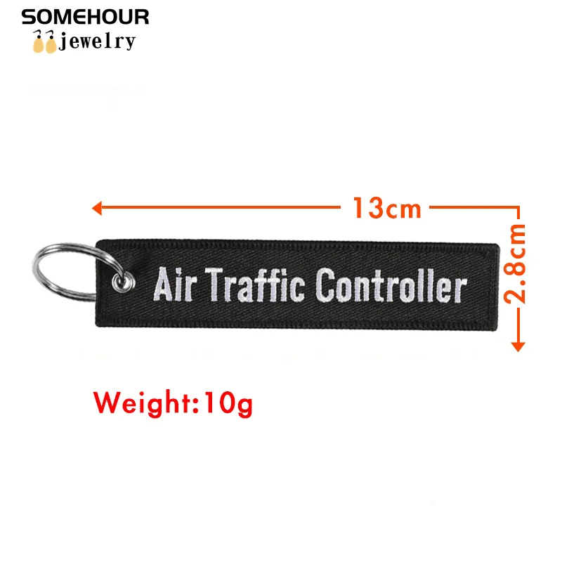 SOMEHOUR Air Traffic Controller Keychain Boths Sides Embroidery Key Holder Ring Jewelry Accessory Aviation Gifts Wholesale