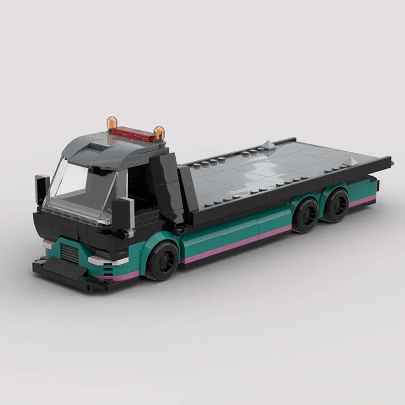 

400 деталей MOC 8 Wide: Модифицированный грузовик-автовоз для спортивных автомобилей Speed Champion, конструктор, креативный гараж, игрушки для мальчиков