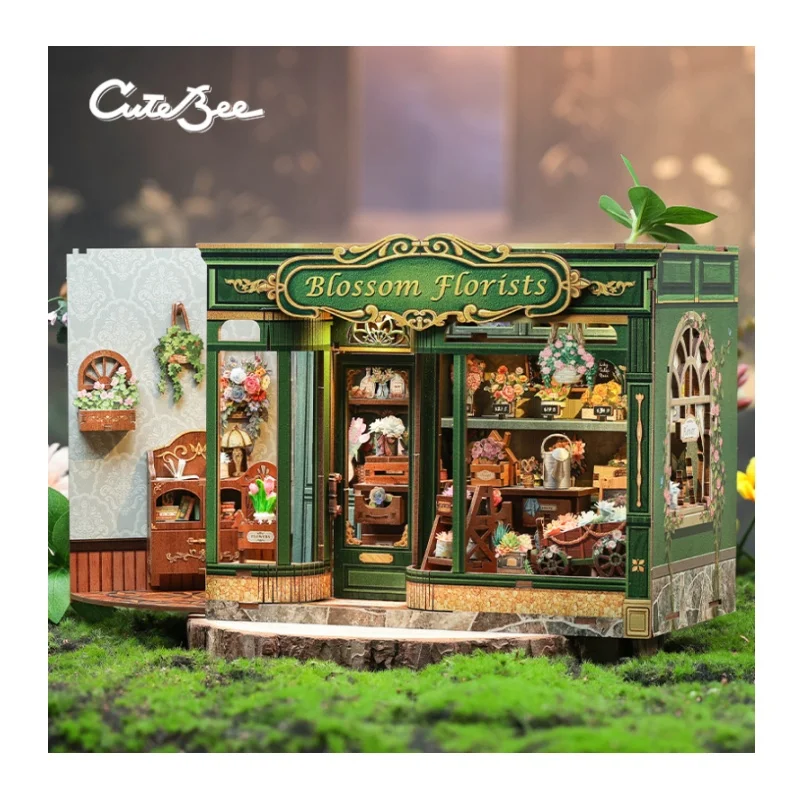 

CuteBee Hot Sale 3D Wooden Puzzle Book Nook Miniature Diy Miniature House Diy Book Nook Kit Book Nook Garden House Craft Kit