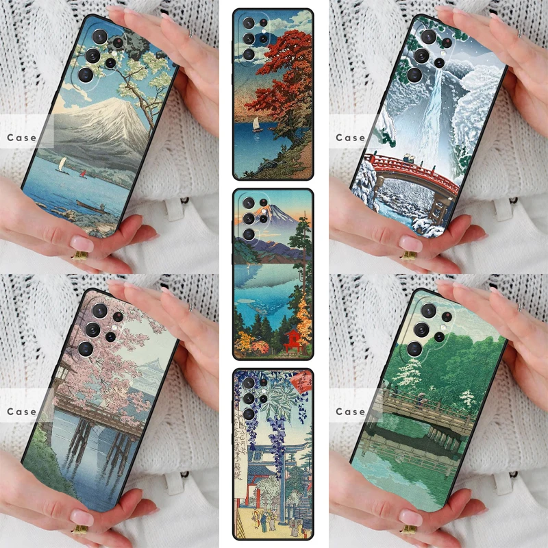 Japanese Ukiyo-e Art TPU Phone Case for Samsung Galaxy S26 S25 S24 S23 S22 S21 S20 Note10 Plus FE Ultra Cover