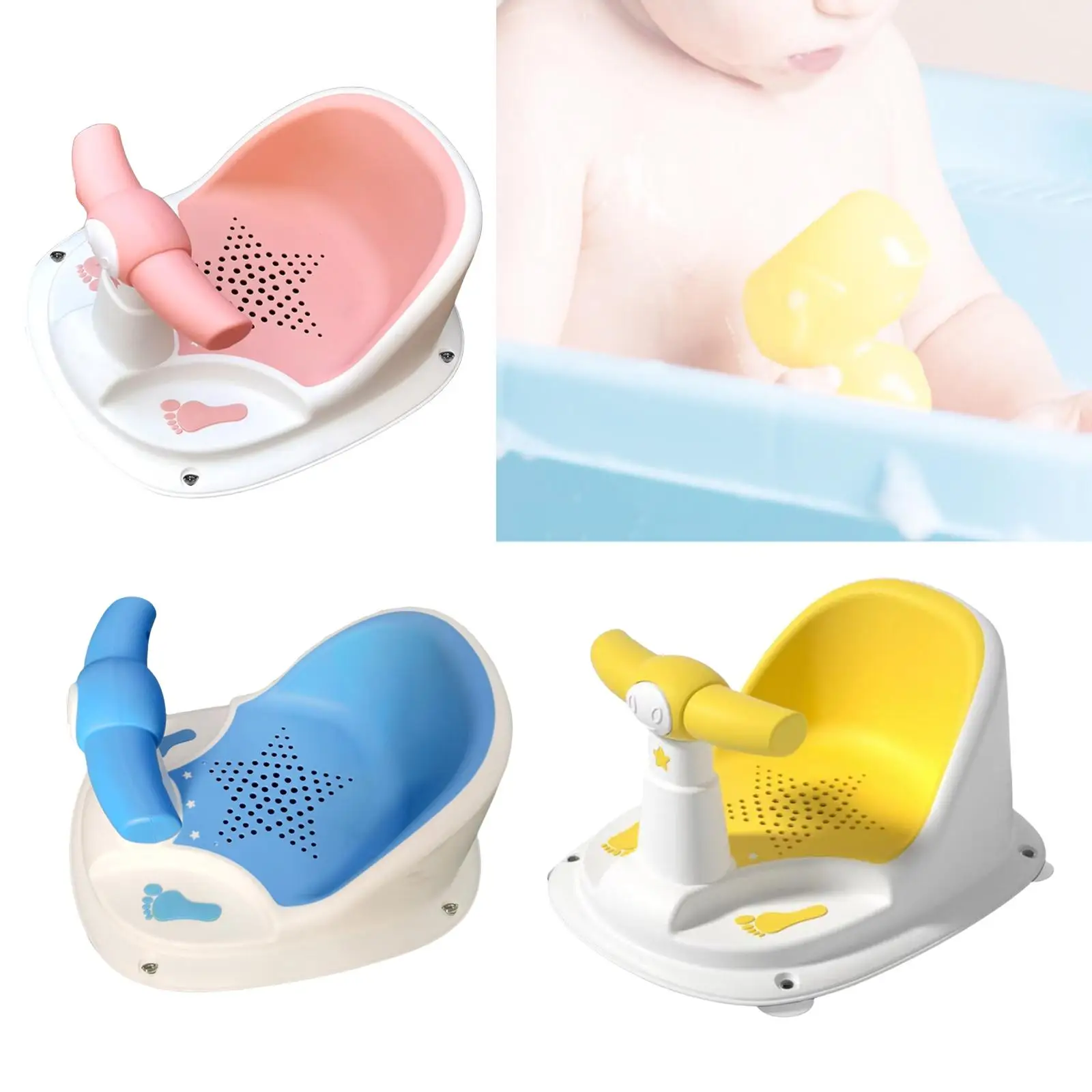 Shower Chair, Bath Seat, Bath Seat Support, , Bathroom with Drain Hole for Baby Bath Accessories