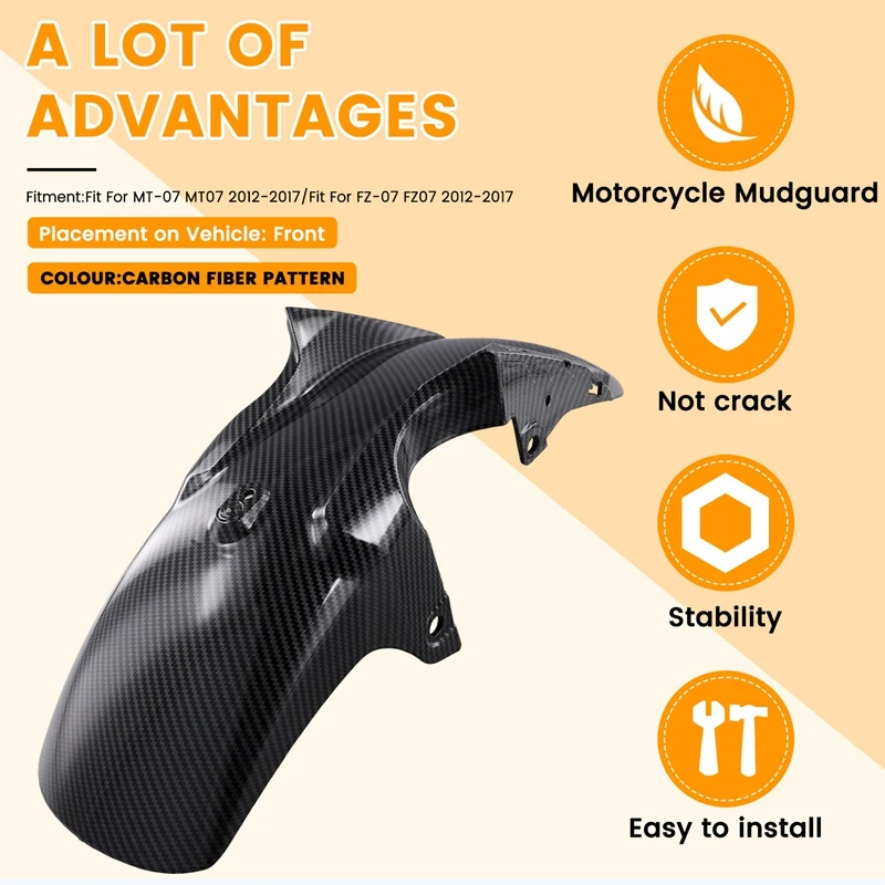 

Motorcycle Accessories Front Tire Cover Fairing Front Fender Mudguard For MT-07 MT07 FZ-07 2012-2017-A08Q