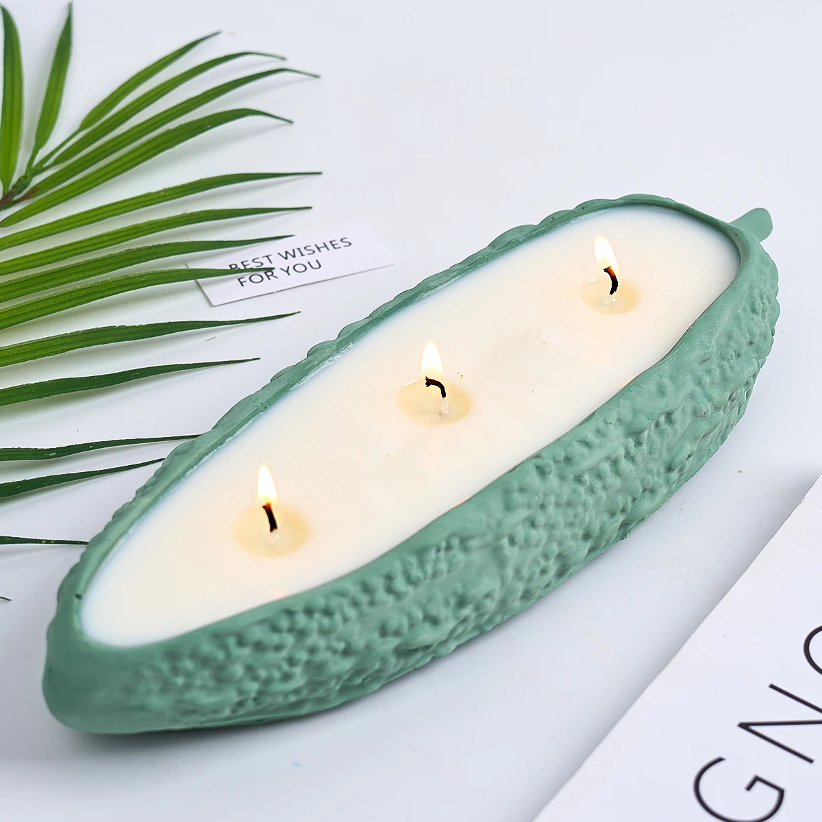 3D Bitter Gourd Candle Tray Silicone Molds DIY Handmade Long Storage Container Creative Flower Pot Mould Craft Gift Home Decor